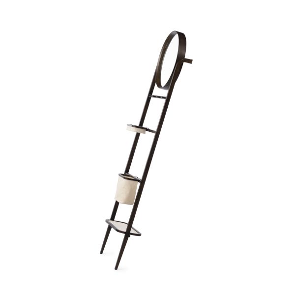 Gorta_brown bamboo frame Leaning Storage Rack with Mirror08